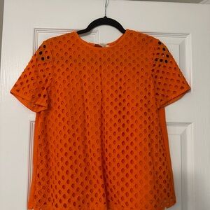 Tory Burch Vibrant Orange Eyelet Blouse